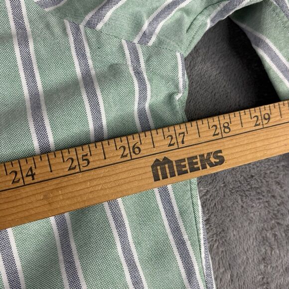 Vintage Ralph Lauren Shirt 17 Xl Green Yarmouth Striped Button‎ Down Flesh Pony - Picture 8 of 11